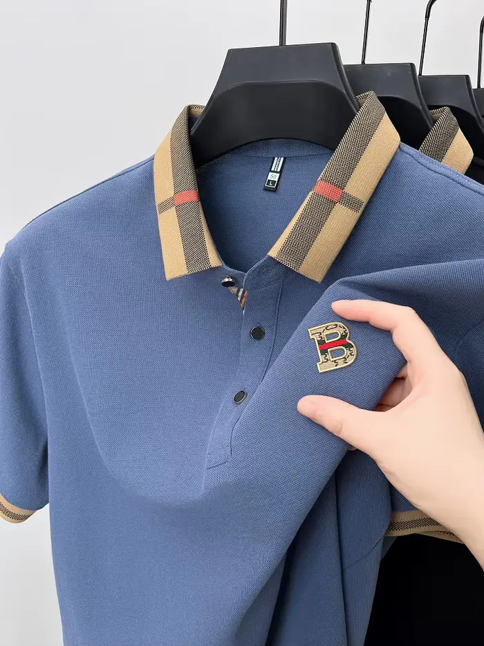 Marque de luxe logo polo à manches courtes hommes été nouveau haut de gamme en soie coton respirant Paul T-shirt mode