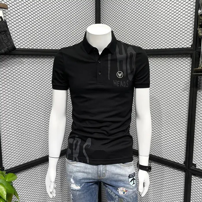 Polo Slim Fit pour hommes avec col imprimé brodé