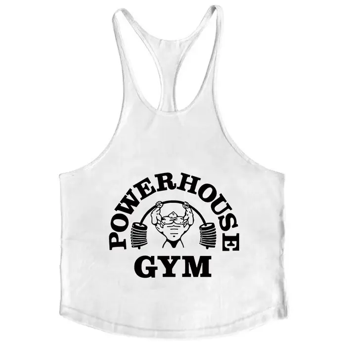 POWERHOUSE GYM Débardeurs imprimés pour hommes en coton, coupe athlétique Y-Back, pour la gym, l'entraînement et la musculation