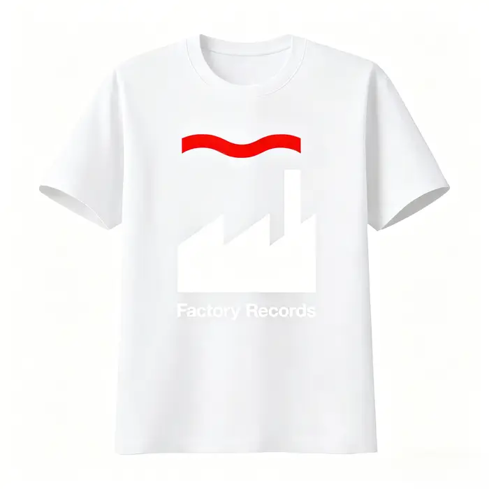 T-shirt Factory Records disponible en noir et blanc classiques