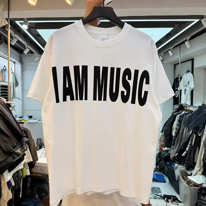 Je suis la musique High street lettre anglaise slogan imprimé T-shirt hommes femmes