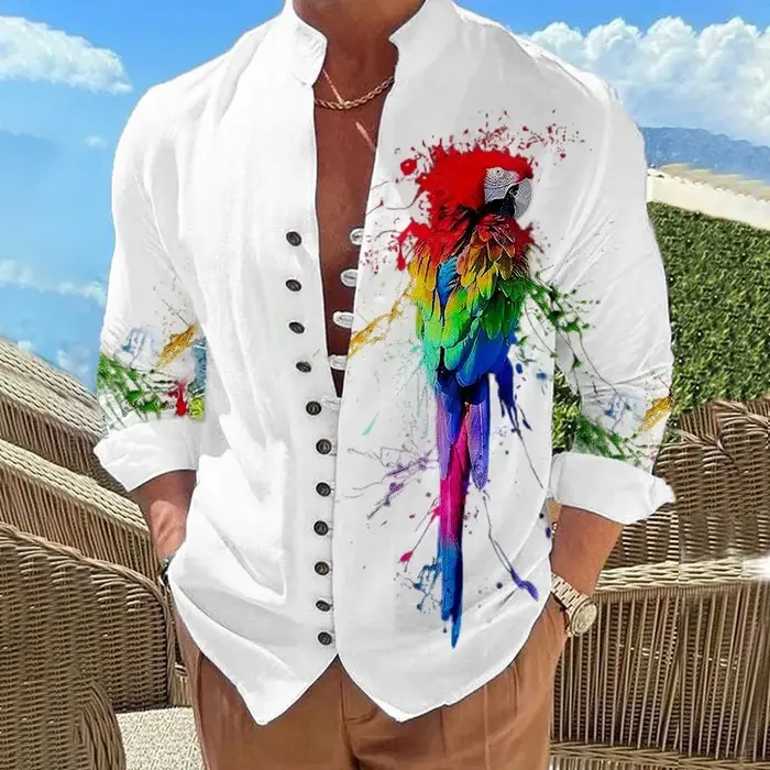 Chemise à imprimé graphique floral pour hommes