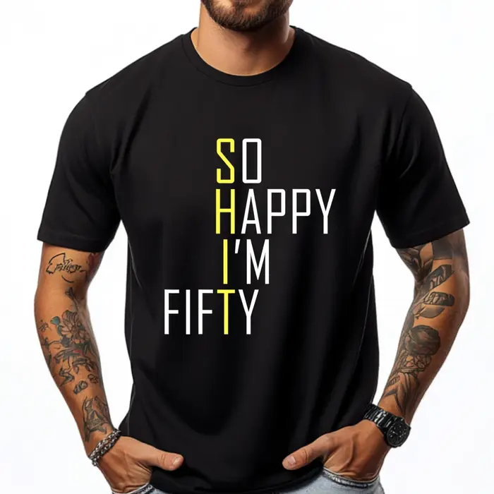 T-shirt graphique blanc So Happy I'm Fifty