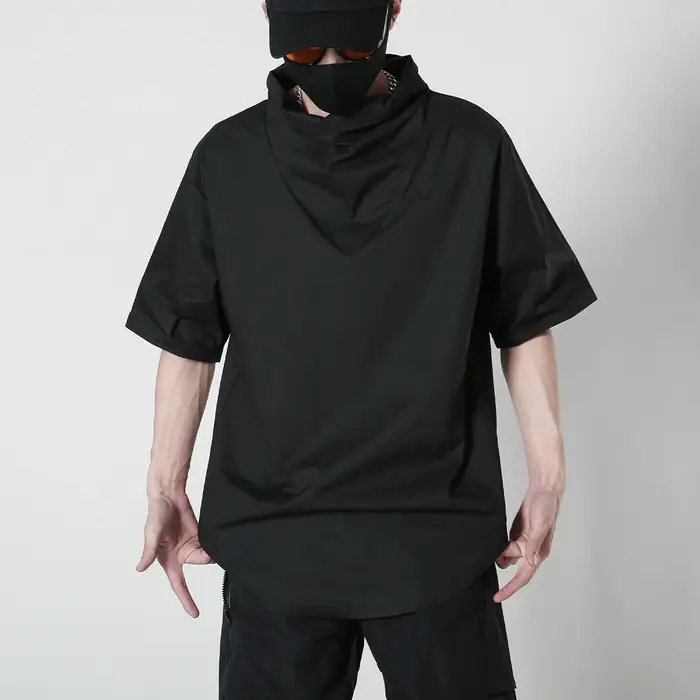 Techwear-T-Shirt à Col Roulé pour Homme, Streetwear, Hip Hop, Harajuku, Été