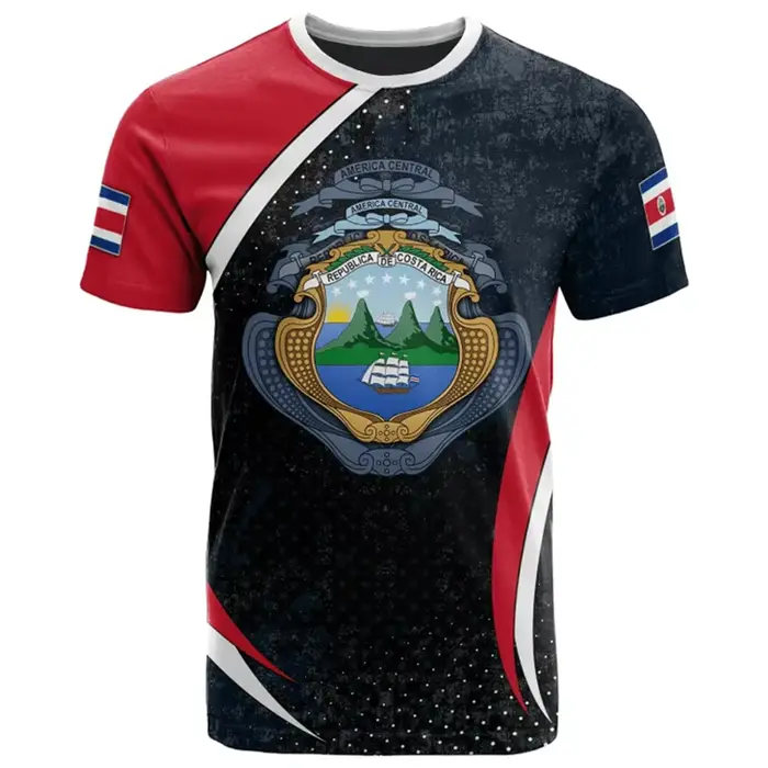 T-shirt à col rond imprimé 3D pour hommes, vêtements décontractés, sensation du Costa Rica, emblème 