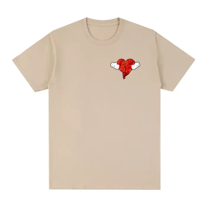 Kanye West coeur Hip Hop T-shirt Vintage coton hommes