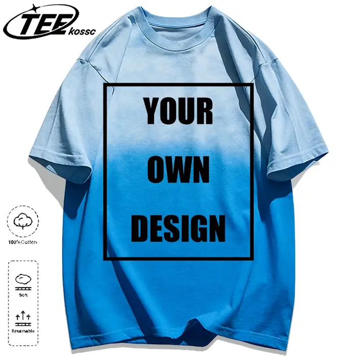 Motif personnalisé logo bricolage hommes cravate-teinture T-Shirt décontracté ample été coton