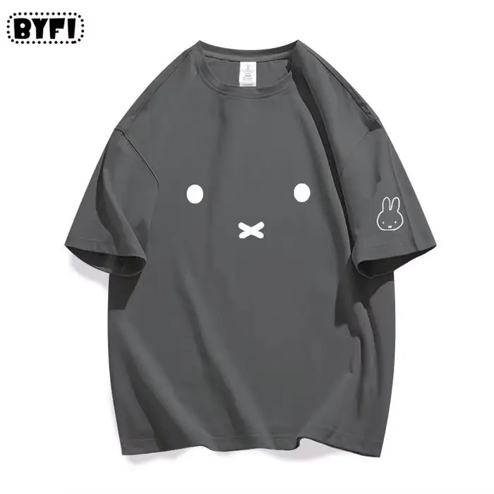 T-shirt Kawaii Miffy à manches courtes, motif dessin animé mignon, idéal pour l'été, coupe ample, dé