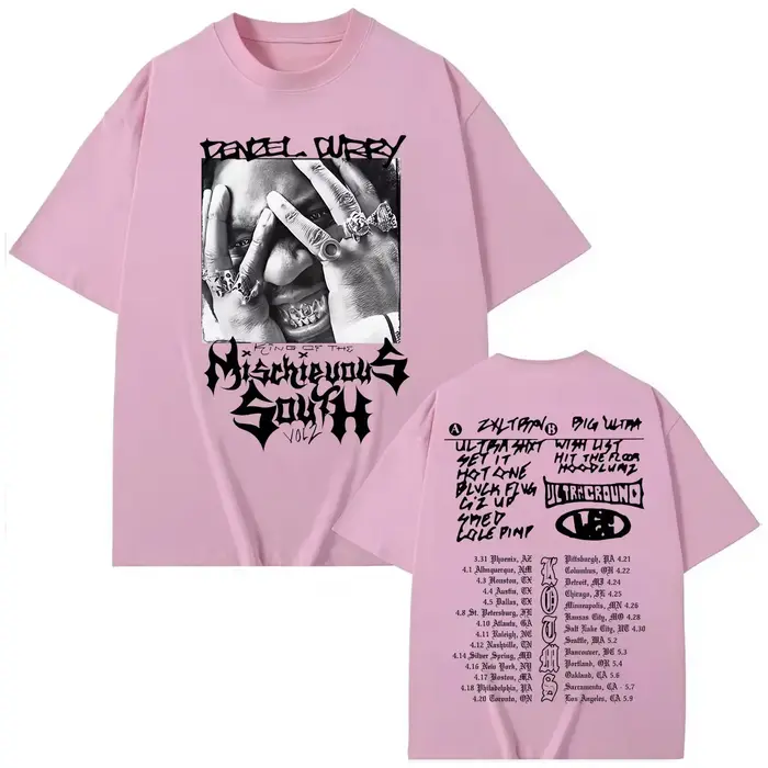T-shirts graphiques du tournée 2025 du rappeur Denzel Curry