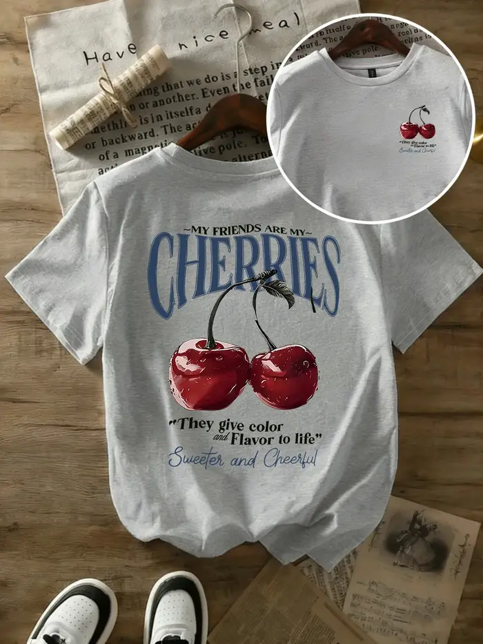 T-shirts imprimés cerises pour femmes