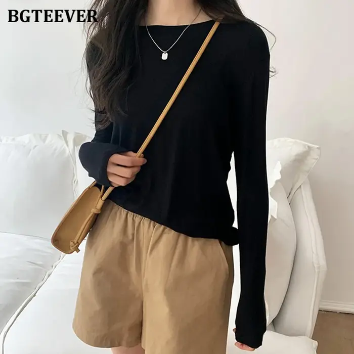 T-shirt en coton à manches longues pour femmes