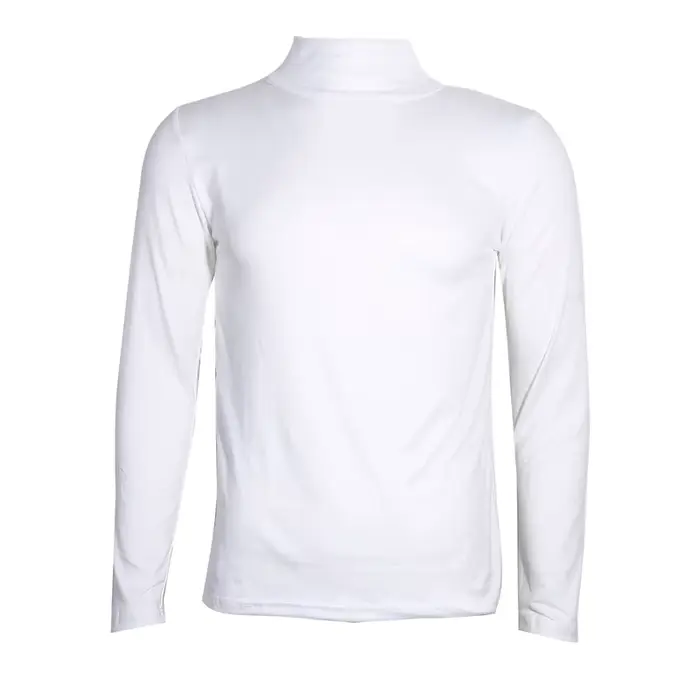 T-shirts à col haut pour hommes mode solide mince à manches longues T-shirt mâle