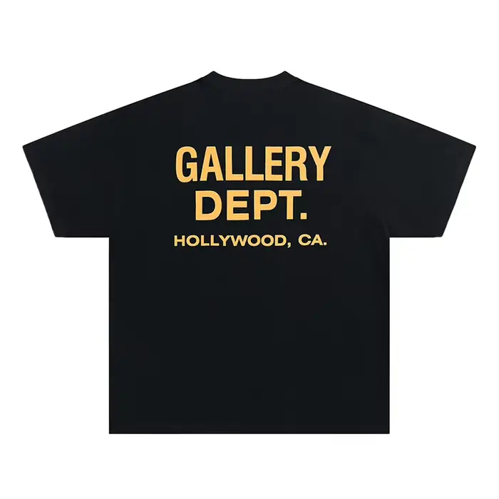 T-shirt GALLERY DEPT pour hommes avec imprimé noir et jaune, T-shirt streetwear California Hollywood
