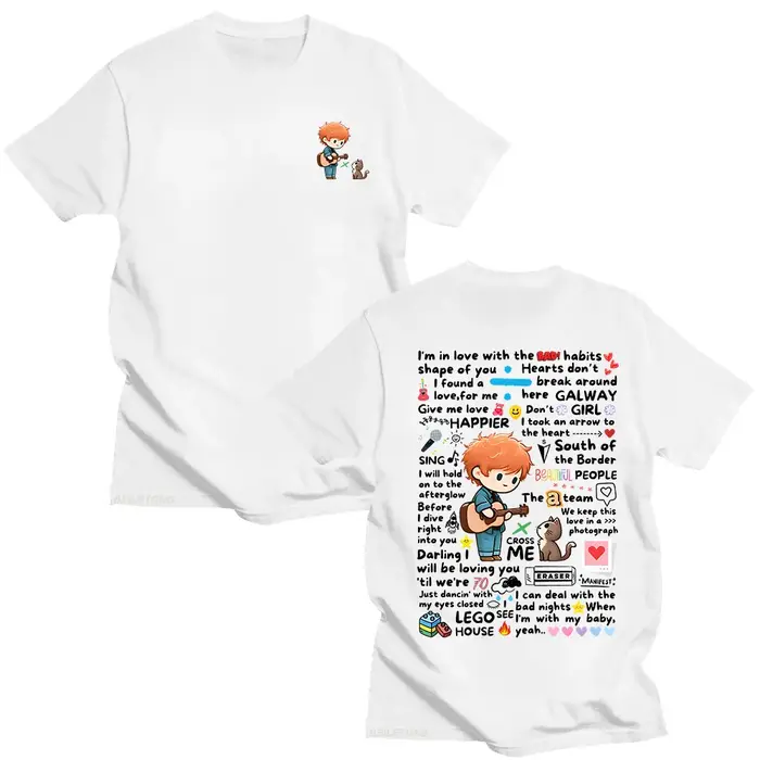 Ed Sheeran Graffiti motif t-shirt nouveau à la mode décontracté femmes hommes vêtements Y2k coton T-shirts mode ample haut t-shirt