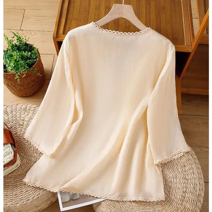 Brodé Vintage T-Shirts haut pour femme t-shirt d'été