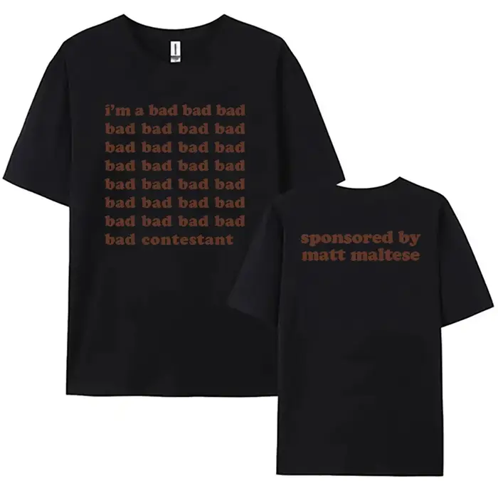 T-shirt manches courtes col rond, estival et à imprimé graphique, I'm A Bad Contestant, Matt Maltese