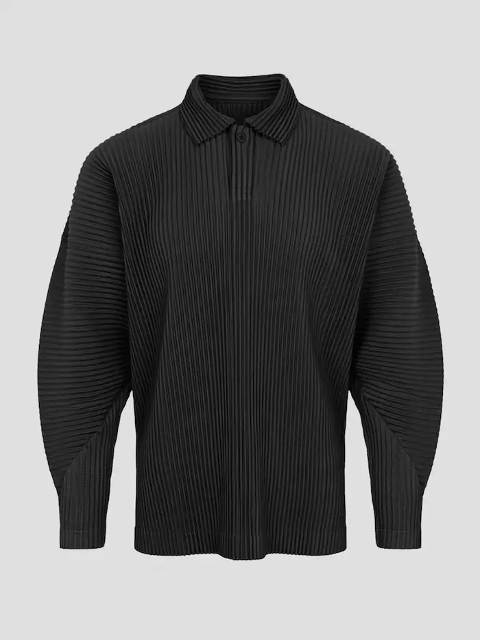 Miyake Plisse haut à revers Polo t-shirt pour hommes