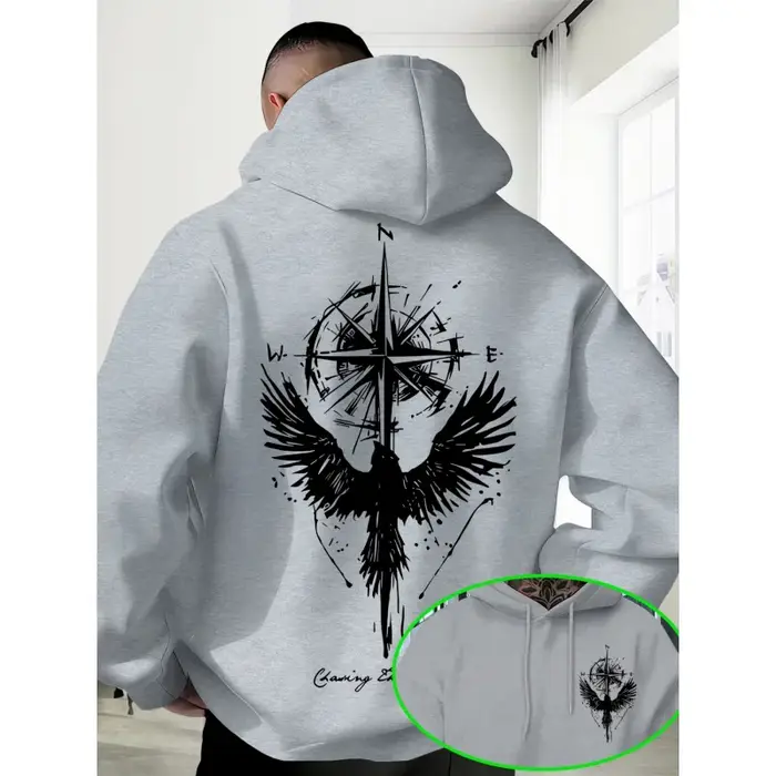 Sweat-shirt à capuche imprimé tendance personnalisé décontracté pour homme. Idéal pour les rendez-vous en plein air