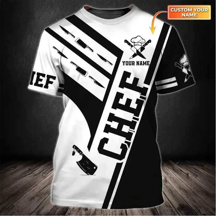 Chef tatoué été hommes T-shirt nom personnalisé Chef 3D partout imprimé unisexe T-shirt cadeau pour 