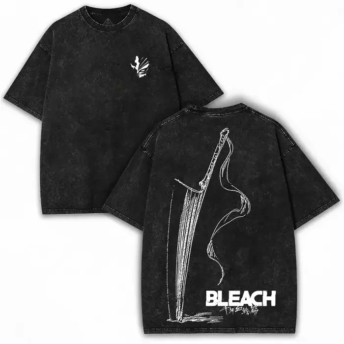 2025 Japon Zangetsu T-shirt graphique BLEACH Anime Vintage lavé surdimensionné T-shirt hommes femmes