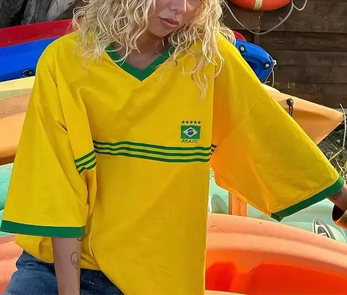 T-shirt court d'été imprimé graphique Brésilien