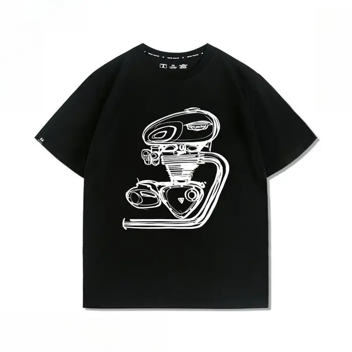 T-shirt imprimé rétro T120 modifié pour moteur de moto