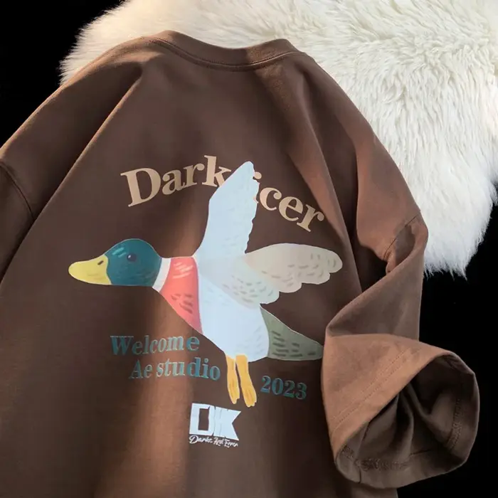 T-shirts d'été à col rond avec motif de canard de dessin animé pour hommes, t-shirt en coton à la mo