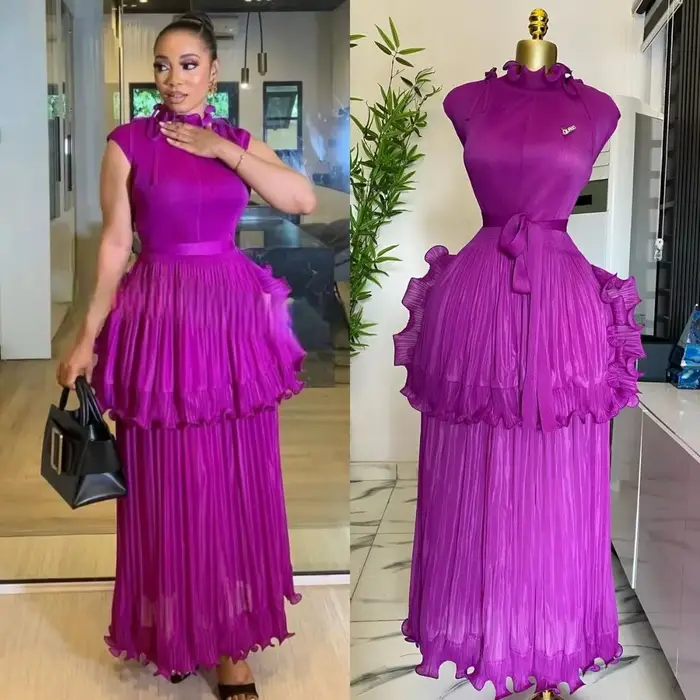 EGRM 2025 été nouvelle robe plissée femmes solide sans manches volants dentelle bas jupe avec ceinture mode robes fémini