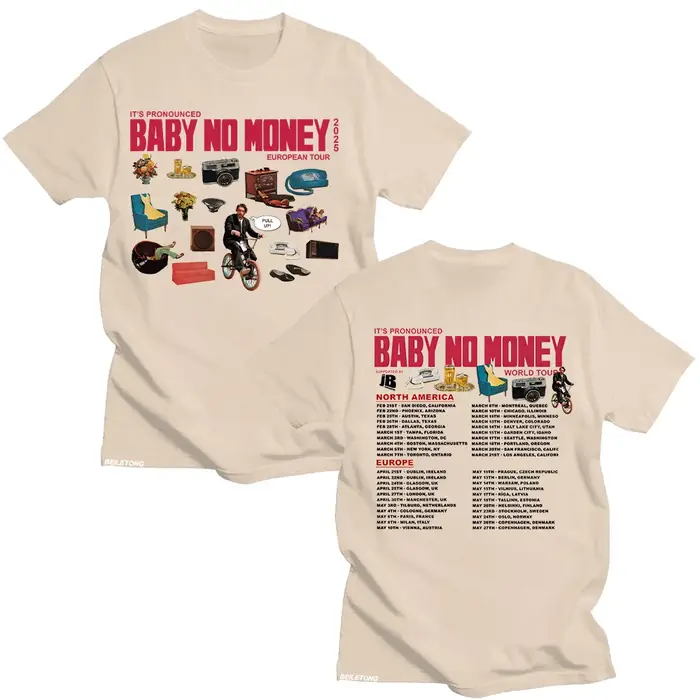 Bbno $ c'est préconcé bébé pas d'argent Tour européen 2025 T-shirts rappeur humoristique coton t-shirt à manches courtes été unisexe hauts