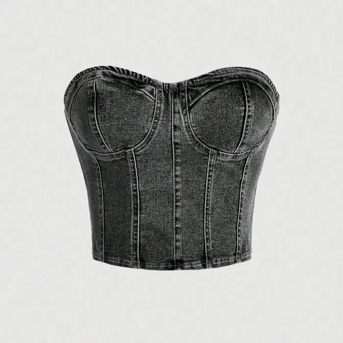 Haut court de cow-girl sexy avec un design rétro à la taille cintrée