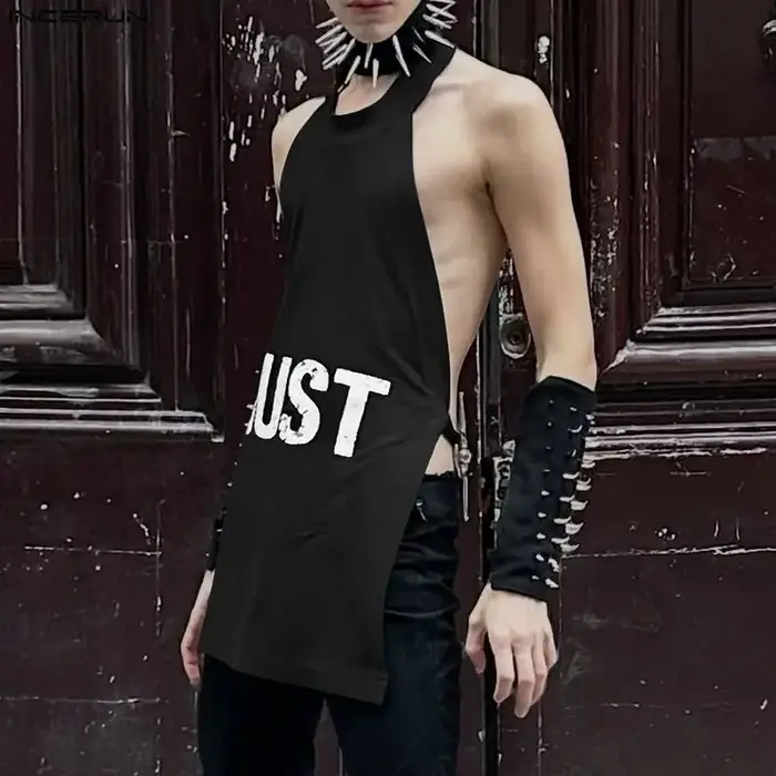 INCERUN – débardeurs imprimés pour hommes, sans manches, dos creux, gilets d'été sexy, streetwear, hauts à la mode pour hommes, à lacets