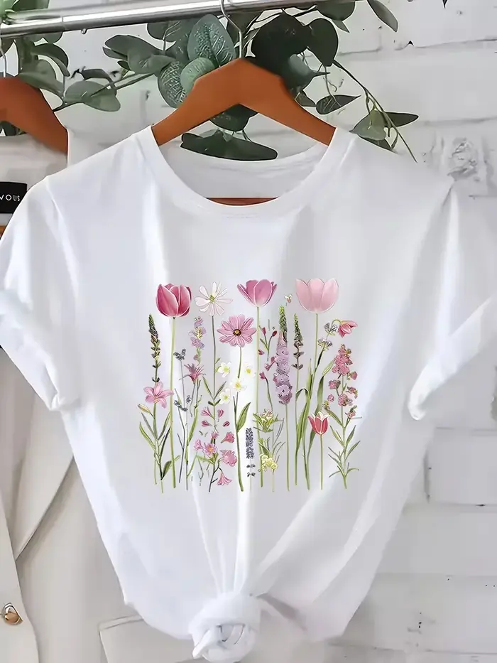 T-shirt à imprimé floral pour femmes