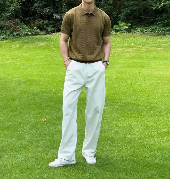T-shirt Polo en maille à manches courtes pour homme