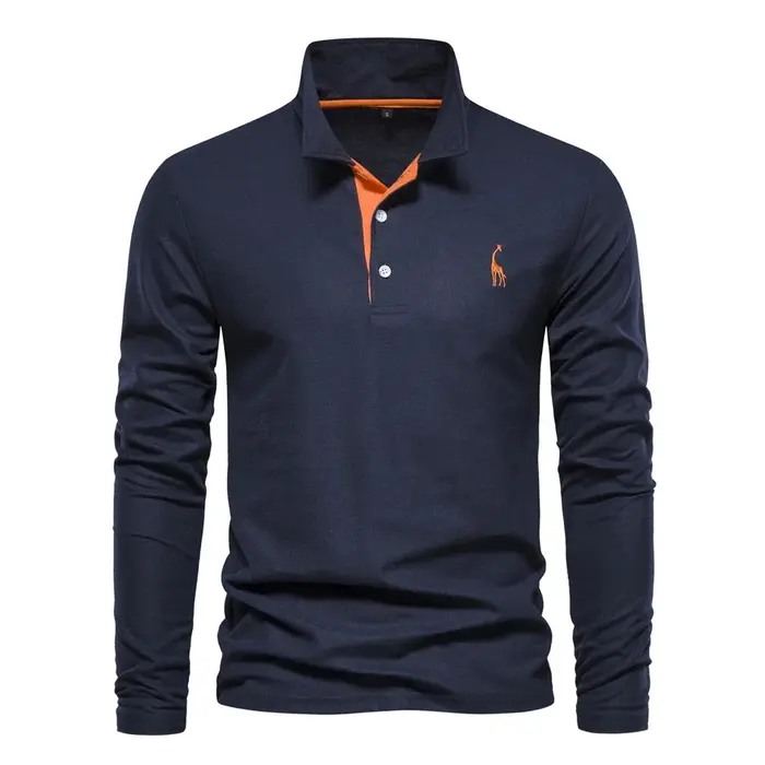 Polo Brodé de Cerf à Manches sulfpour Homme