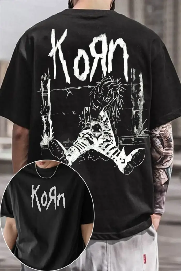T-shirt Korn Band Oversize 2026 pour Hommes et Femmes – Coton, Décontracté, Manches Courtes, Col Ron