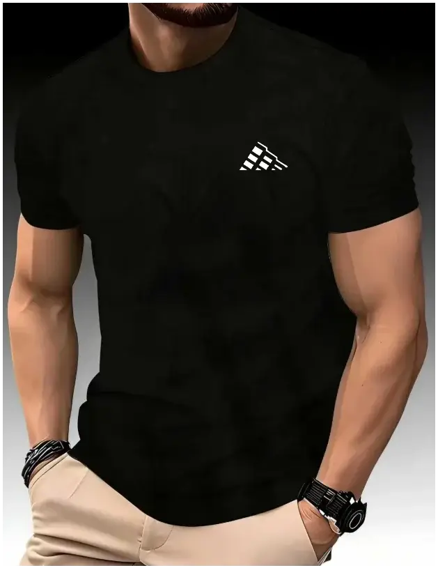 T-shirt de course pour hommes, haut fin, tendance, imprimé, séchage rapide, manches courtes, respira