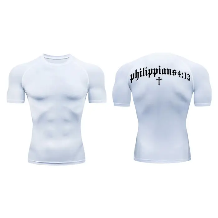Chemise de compression graphique Bible Cross pour hommes, sous-vêtements d'entraînement de gymnastiq
