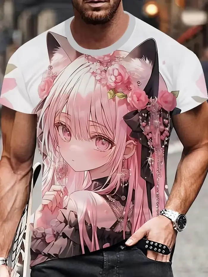 T-shirt homme imprimé 3D Anime Samurai Girl