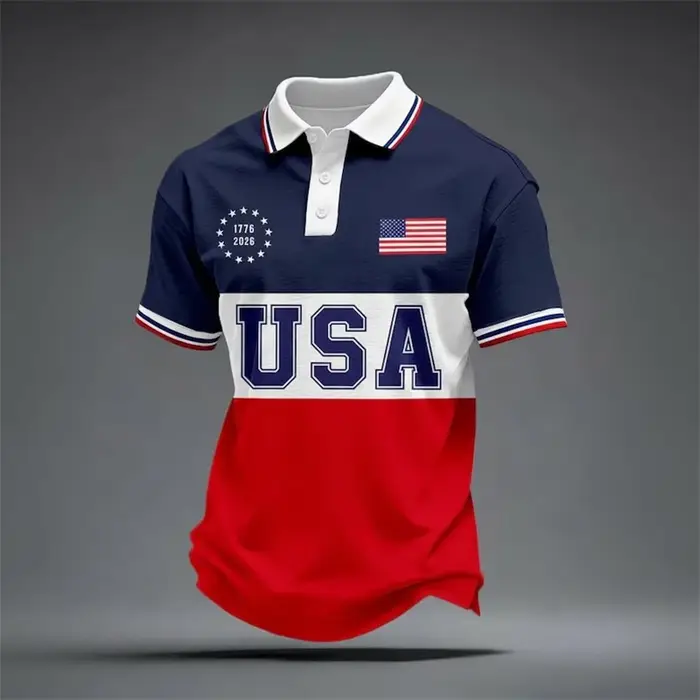 Nouveau T-shirt Polo 2026 pour le 250e Anniversaire de l'Amérique, Drapeau USA 1776-2026, T-shirts P