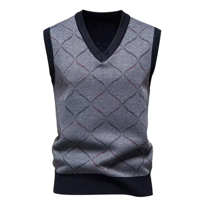 Gilet sans manches pour hommes, pull-over, col en V, costume en tricot, gilet classique, printemps-a