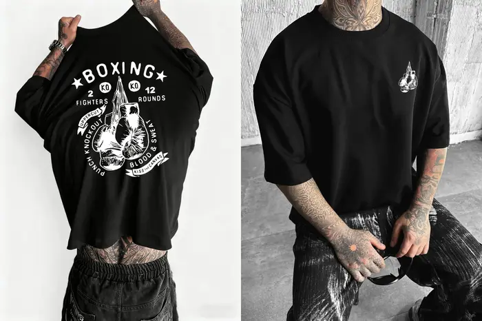 T-shirt imprimé boxe pour hommes, respirant, décontracté, à manches courtes, coupe ample, parfait po