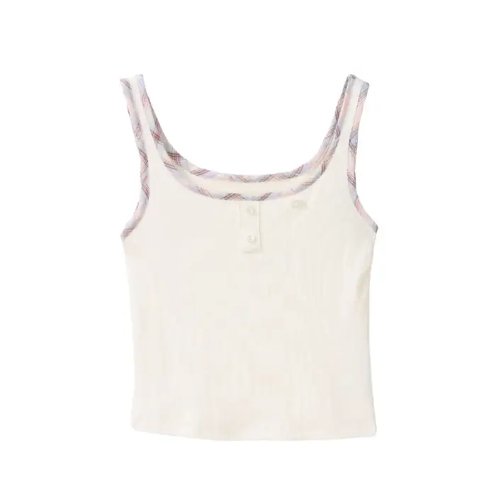 ALXNAN Débardeurs Femme Blanc Cassé Élégant Coupe Ajustée Camisole Été 2026 Décontracté Vacances Plage Sans Manches