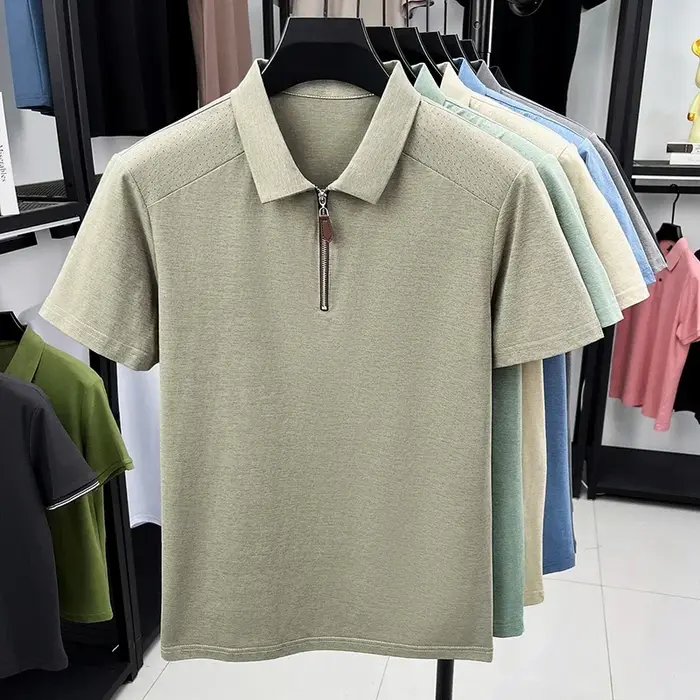 Polo pour homme à col demi-zip