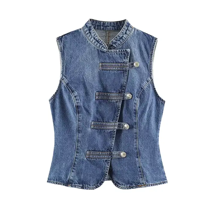 Hauts pour femmes – Nouvelle collection été 2026 : Blouse en jean rétro chic pour femme