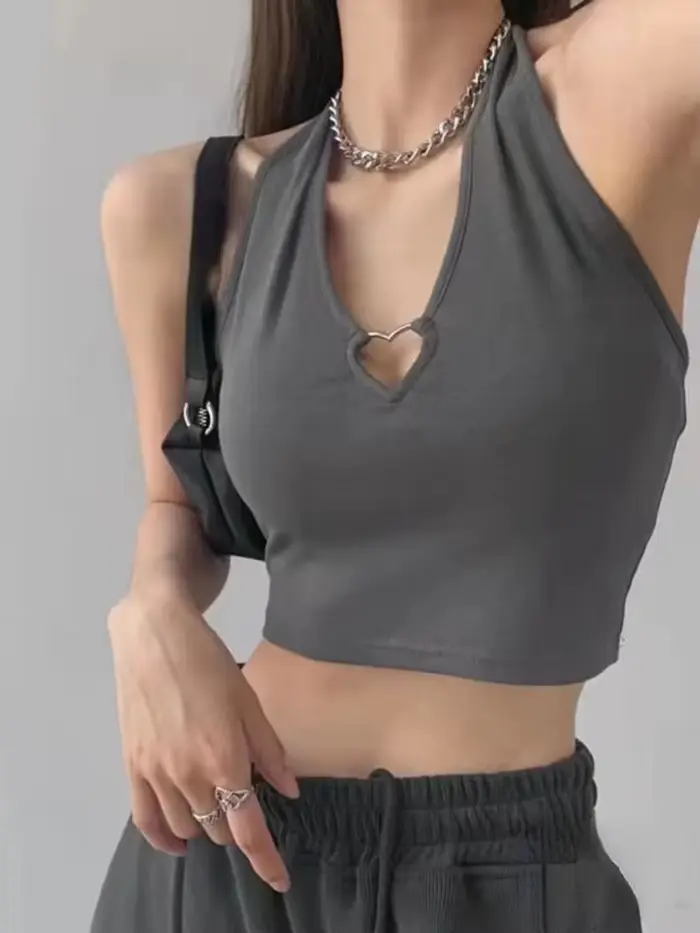 Débardeur doux Femme t-shirt Vintage Cami haut femmes vêtements licou t-shirts mode coréenne