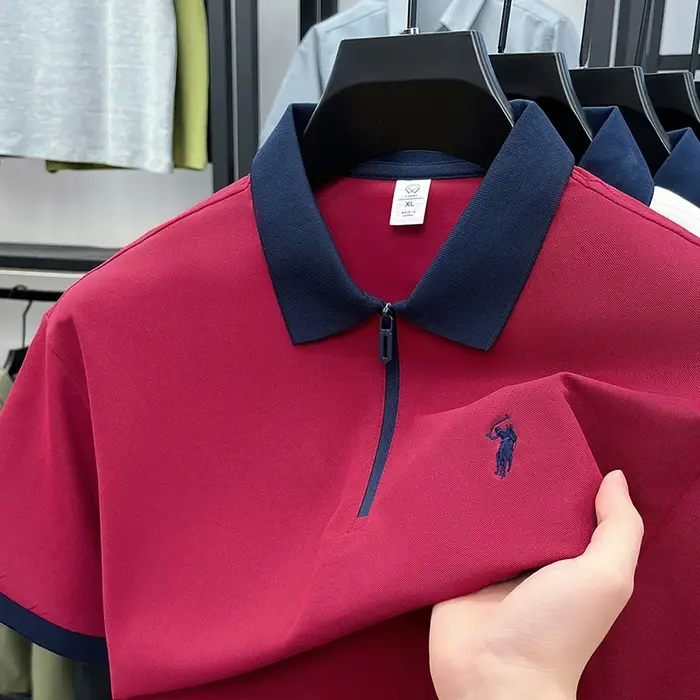 Marque haut de gamme Pony brodé chemise de polo à manches courtes mode respirant hommes décontracté demi-fermeture