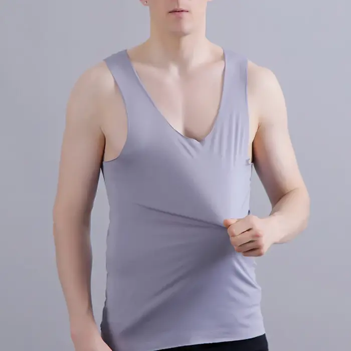 Débardeur en soie sans couture pour hommes