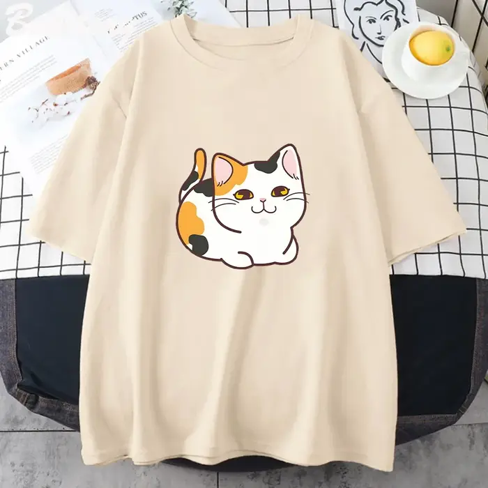 T-shirt femme noir, esthétique et mignon, Kawaii, avec dessin animé, Kawaii, rétro, tissu, 2023