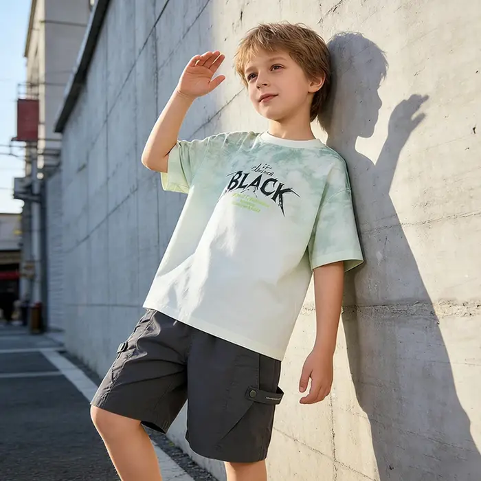 Ensemble 2 pièces d'été pour adolescents : T-shirt tie-dye à col rond et short cargo décontracté – T