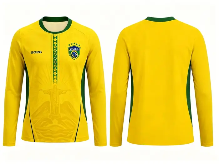 Nouveaux maillots de football à manches longues du Brésil pour hommes 2026 – Chemises de sport respi